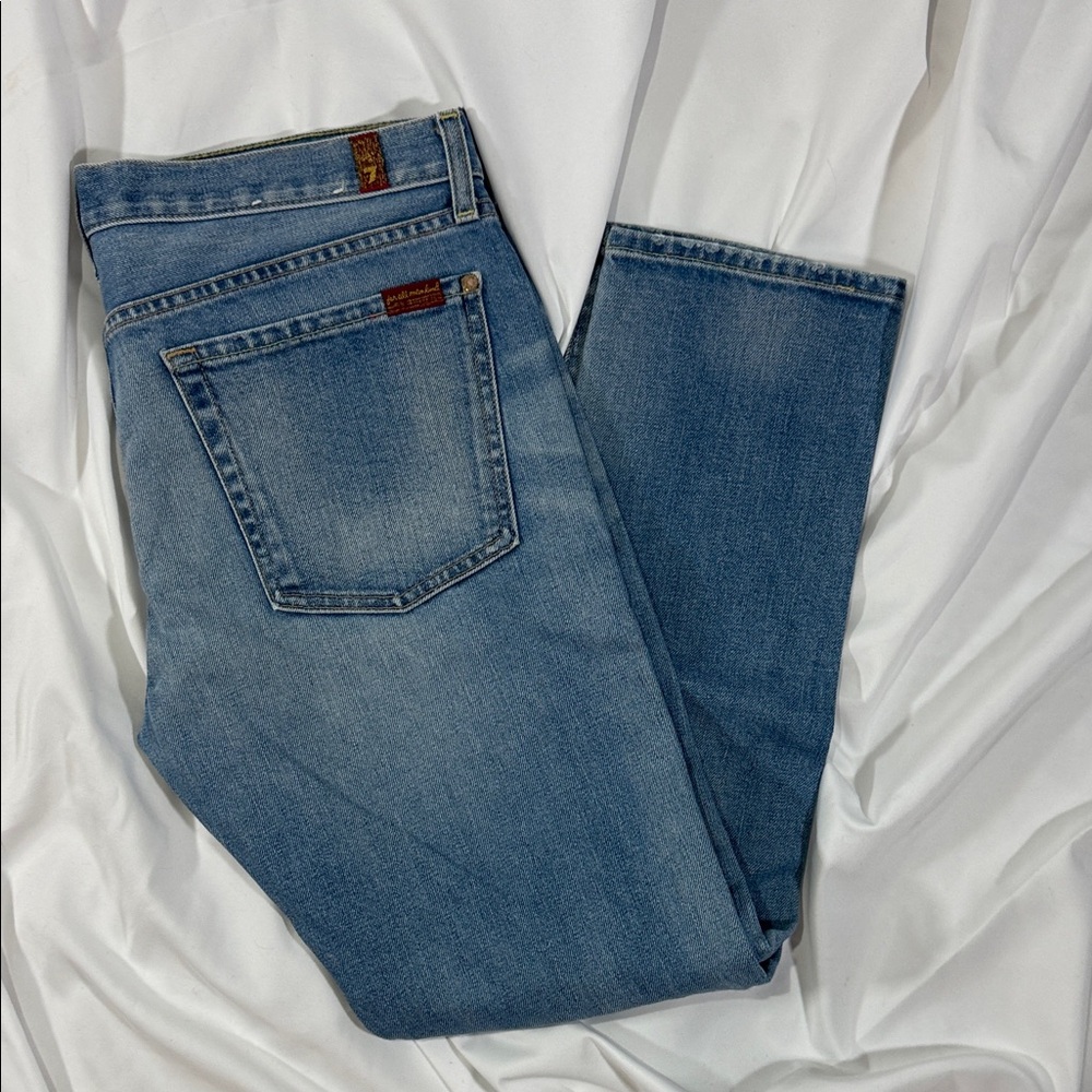 7 For All Mankind Mid Rise The Ankle Skinny light wash